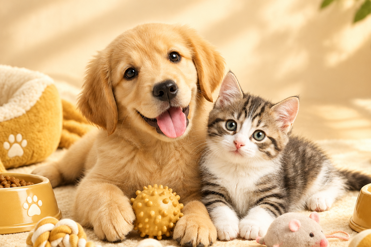 Puppy and Kitten Warm Hero